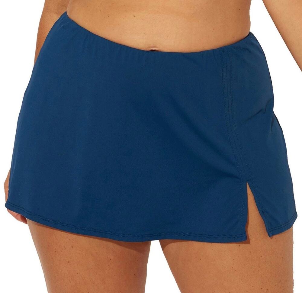 Bleu Rod Beattie Navy Plus Skirt Bikini Bottom with Slit 22W NWT
